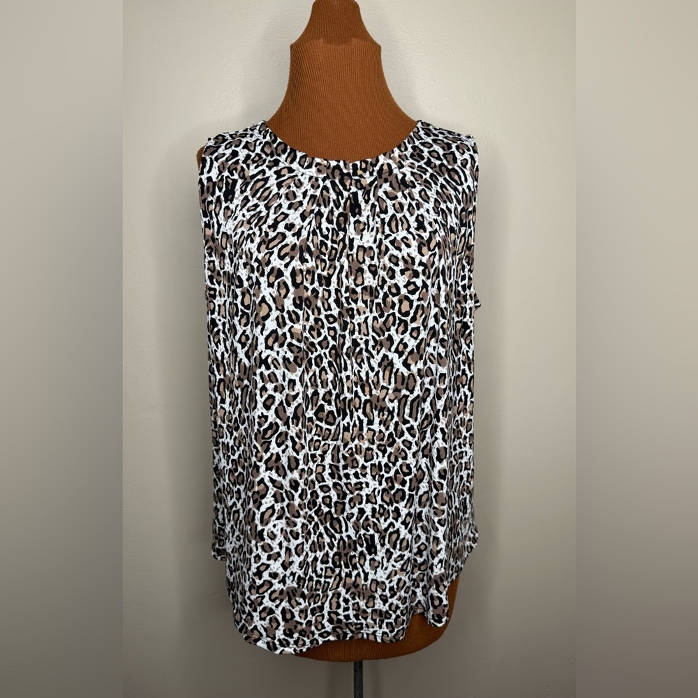Adrianna Papell Sleeveless Animal Print Blouse Size Large